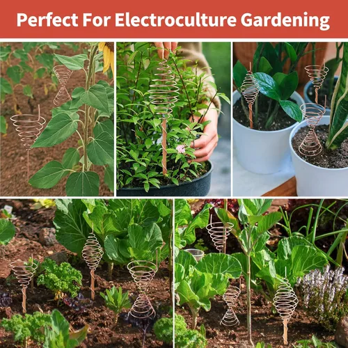Vista 3 de Alambre de cobre puro 99.9 por ciento, con plantilla de bobina de bobina Fibonacci, estaca de jardinería de cultivo electro para plantas y verduras
