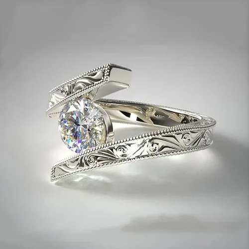 Vista 2 de Anillo de compromiso de aniversario para mujer, anillo de compromiso de boda, regalo de cumpleaños de Navidad