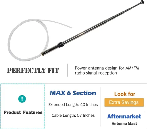 Vista 2 de Anina Mástil de antena de alimentación compatible con Lexus ES250-ES300-GS300-LS400-SC300-SC300-SC400-SC430 Mástil de antena del mercado