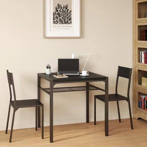 Vista 6 de Gizoon Juego de mesa de comedor para 2, mesa de cocina de 3 piezas con 2 sillas para espacios pequeños, apartamento, cocina, comedor, ahorro