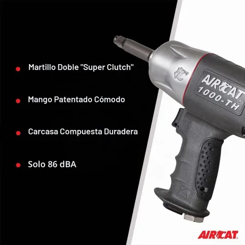 Vista 5 de AIRCAT 1000-TH-2 Llave de impacto compuesta de 1/2 pulgadas, yunque extendido de 2 pulgadas, llave de impacto de par máximo de 800 pies-libras