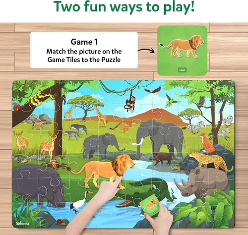 Vista 4 de Skillmatics Rompecabezas de suelo y juego - Piece & Play animales salvajes, rompecabezas y rompecabezas para niños pequeños, juguete educativo