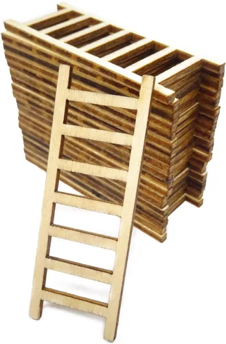 Vista 4 de Honbay 20 mini escaleras de madera accesorios de jardín de hadas para decoración de casa de muñecas