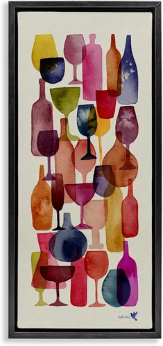 Vista 10 de Stupell Industries Copas de vino en capas Pintura enmarcada Giclée Art, diseño de Maria Over