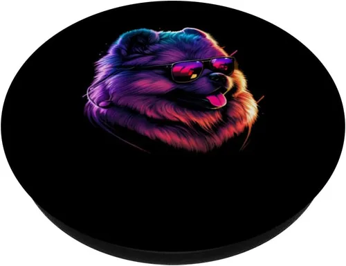 Vista 2 de Divertido Chow Chow Dueño de perro Vaporwave Notorious DJ PopSockets PopGrip intercambiable