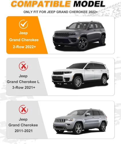 Vista 2 de Estribos para Jeep Grand Cherokee 2022-2026 de 2 filas SWB (excepto 4xe) Negros, de aluminio, pasos laterales