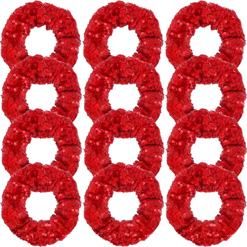 Vista 4 de 12 coleteros de lentejuelas para el cabello, elásticos metálicos, bandas elásticas para coleta de caballo para el cabello, bandas elásticas