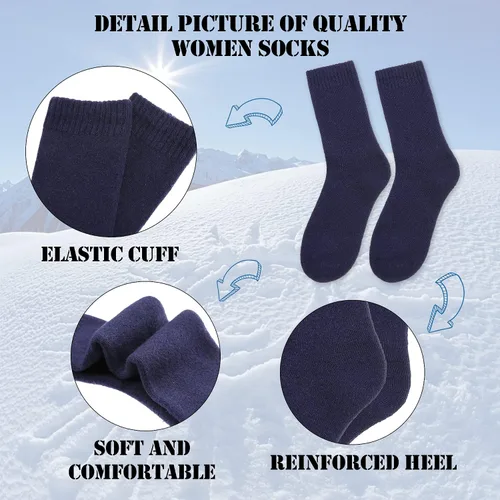 Vista 4 de MQELONG Womens 5 Pairs Soft Thick Comfort Casual Cotton Warm Wool Crew Winter Socks