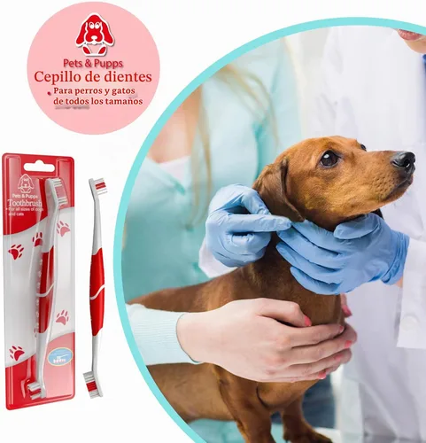 Vista 6 de Cepillo de dientes para mascotas para perros, gatos con cerdas suaves, fácil limpieza de dientes y cuidado dental, cepillo de dientes antideslizante
