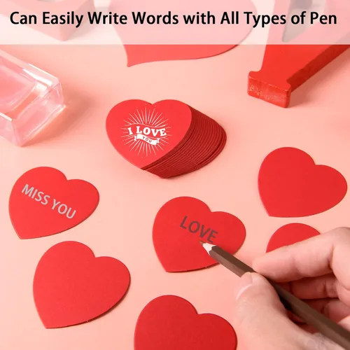 Vista 3 de 360 piezas de recortes de corazón pequeños con forma de corazón de papel de 2 pulgadas, confeti de corazones rojos de San Valentín, troqueles