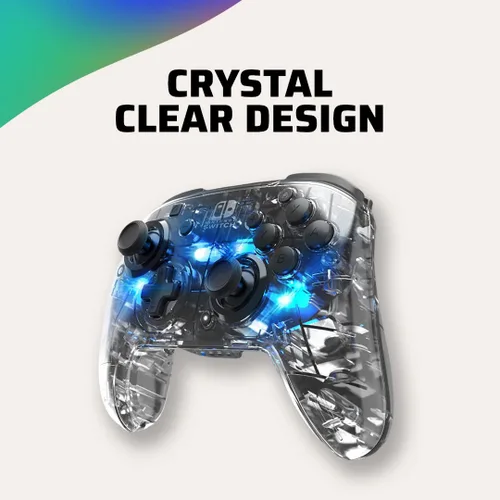 Vista 5 de Afterglow LED Wireless Deluxe Gaming Controller - Licensed by Nintendo for Switch and OLED - RGB Hue Color Lights - See through Gamepad Controller