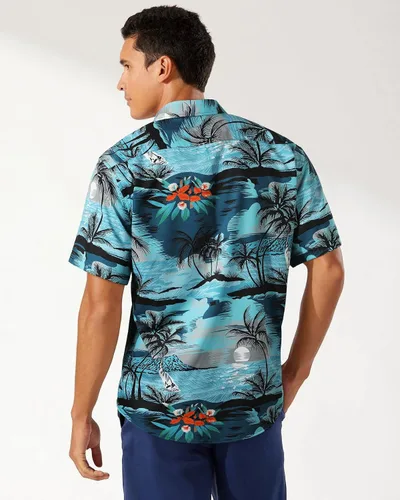 Vista 4 de Camisas hawaianas de manga corta para hombre, camisas tropicales casuales de verano, con botones, floral, para vacaciones, playa, Aloha Hawaii