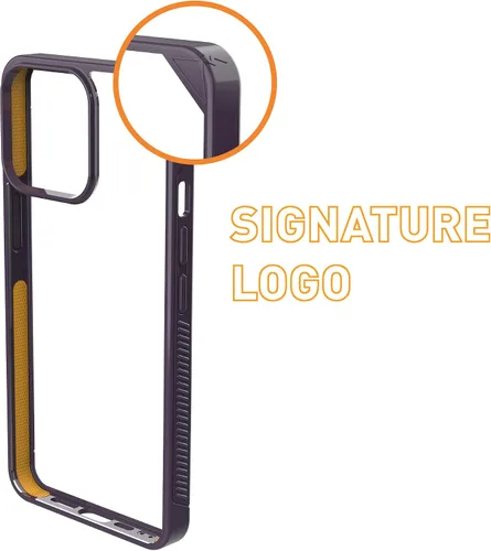 Vista 3 de Armor Funda Signature para iPhone 14 Pro (morado sombra con cinta naranja)