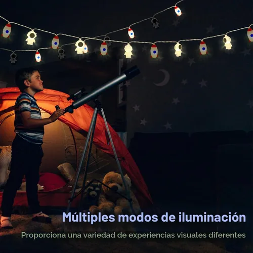 Vista 2 de AceList Guirnalda de 20 luces LED espaciales, decoración mágica de cohetes y astronautas USB y funciona con pilas para habitaciones de Astronauta