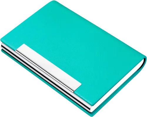 Vista 13 de Padike - Tarjetero profesional de cuero PU y acero inoxidable multitarjeta para hombres y mujeres. Estuche para tarjetas de crédito, carné de Negro
