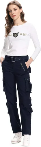 Vista 4 de Womens Stretch Casual Cargo Work Pants Camo Combat Tactical Travel Pants with 8 Pockets