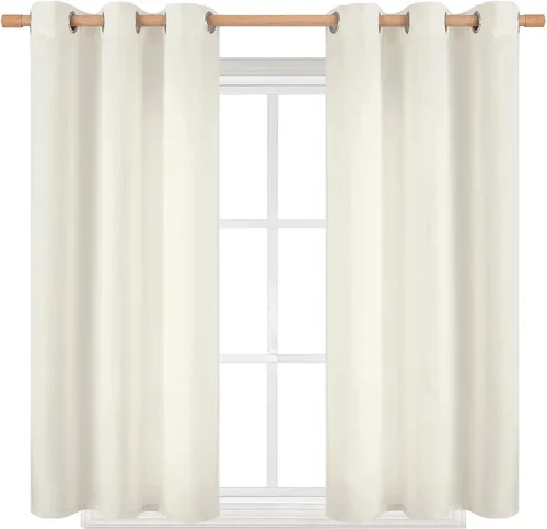 Vista 80 de BGment Cortinas de Lino Beige de 63 Pulgadas de Largo 2 Paneles - Tratamientos para Ventanas con Textura de Arpillera Filtrantes de Luz Cortinas