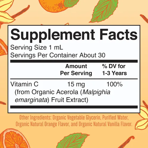 Vista 2 de MaryRuth Organics Gotas de vitamina C para niños pequeños Gotas líquidas orgánicas de vitamina C USDA para niños pequeños Edades de 1 a 3 años