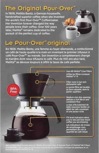 Vista 3 de Melitta Cafetera de 52 oz. con jarra de vidrio para café con goteo, negra