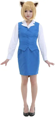 Vista 3 de Haikyuu - Disfraz de anime para mujer, traje de oficina, uniforme con cola y orejas