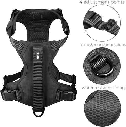 Vista 3 de Arnés para Perro TUG Grab Correa de Tráfico Integrada con Imán Adjunto para Control Rápido (Pequeño/Negro)