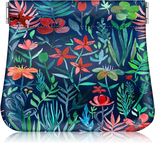 Vista 11 de Fintie - Monedero a presión, de cuero PU, monedero para cambio para mujer, Hibisco floreciente., Moda