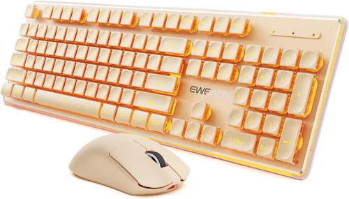 Vista 10 de SEUNKWANG EWEADN V3 Combo de Teclado y Mouse Inalámbrico con Retroiluminación Azul, Panel Metálico, Teclado y Mouse de Computadora Recargable