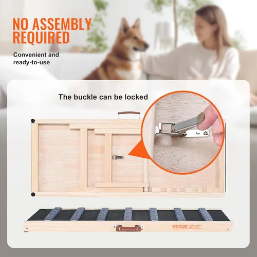 Vista 6 de VEVOR Rampa para Perros, Rampa Plegable para Mascotas para Cama, Rampa Ajustable para Perros Pequeños, Grandes, Viejos y Gatos, Rampa de Madera