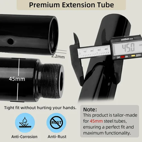 Vista 5 de Extensión de Tubo para Pole Dance de 45mm - Extensión de Tubo de Baile de 125/250/500mm, Fácil de Instalar, Extensión Cromada de Conexión Suave