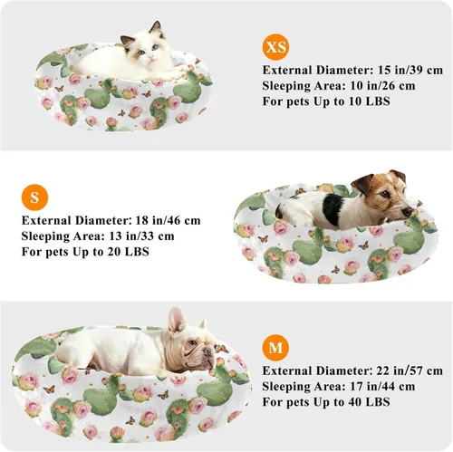 Vista 6 de Wudan Pet Cat Beds Relieve Stress Fluffy Dog & Cat Cushion for Small Size Pets Sleeping XS Beauty Prickly Pear Fruit White