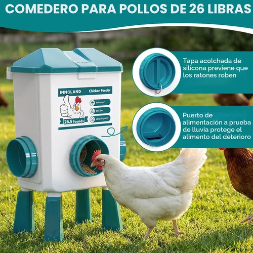 Vista 3 de INNOLAND Chicken Feeder and Waterer Set - 3 Gallon/26.5 Pounds