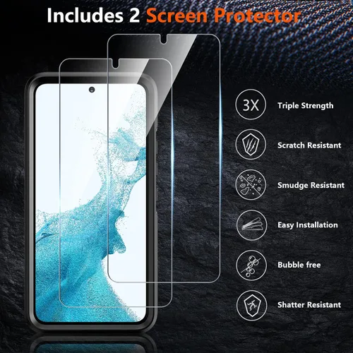 Vista 6 de SPIDERCASE Funda para Samsung Galaxy S22, [protección contra caídas de grado militar de 10 pies], paquete de 2