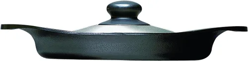 Vista 9 de Sori Yanagi Nanbu - Sartén de aceite con diseño simple y alta practicidad, fabricada en Japón, tapa de hierro y mango incluidos, compatible