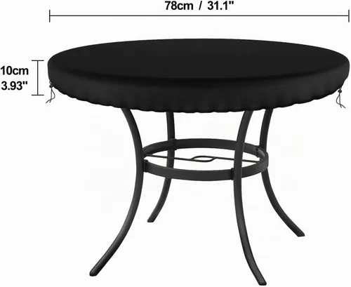 Vista 2 de Demao Fundas para muebles de patio al aire libre, cubierta de mesa redonda, impermeable, resistente a los rayos UV, funda antidecoloración