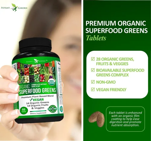 Vista 7 de Potent Garden Paquete de bienestar diario - Complejo Candida + verduras orgánicas de superalimentos