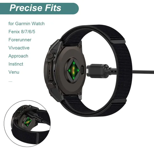 Vista 3 de Kissmart Cable cargador USB C para reloj Garmin (2, negro)
