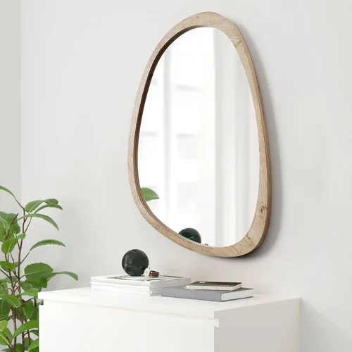 Vista 10 de Wood Asymmetrical Mirror for Decor,19.5x30.5"Organic Irregular Wall Mirrors Marrón