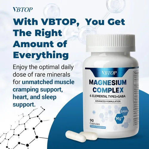Vista 6 de Complejo de magnesio seis veces 470 mg de glicinato de magnesio, malato, citrato, taurina, óxido, L-treonato para músculos, nervios y energía