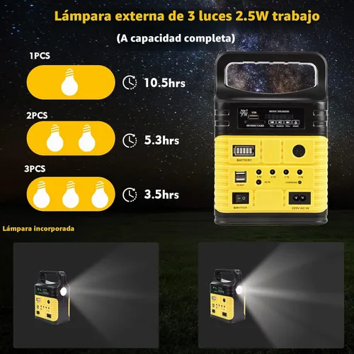 Vista 5 de Generador solar portátil con panel, estación de energía 10000mAh