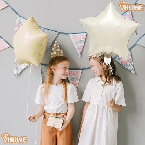 Vista 23 de Globos de estrella beige de 18 pulgadas, 10 globos de Mylar de forma estrella beige con revestimiento metálico de helio para decoraciones de fiesta