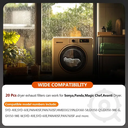 Vista 7 de 【Actualización de poliéster】20 filtros de escape para secadora Panda de Beaquicy – Filtro de pelusa para secadores Panda Sonya Magic Chef Avanti