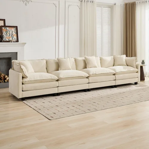 Vista 5 de Sofá Sillones de felpilla transpirable de 150 pulgadas para sala con diseño ergonómico, sofás para sala con modular flexible para espacios de vida