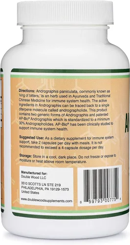 Vista 4 de Andrographis Cápsulas Max Andrographides - 1,000 mg Tamaño de porción (120 cápsulas) con AP-Bio (extracto de Andrographis Paniculata patentado)