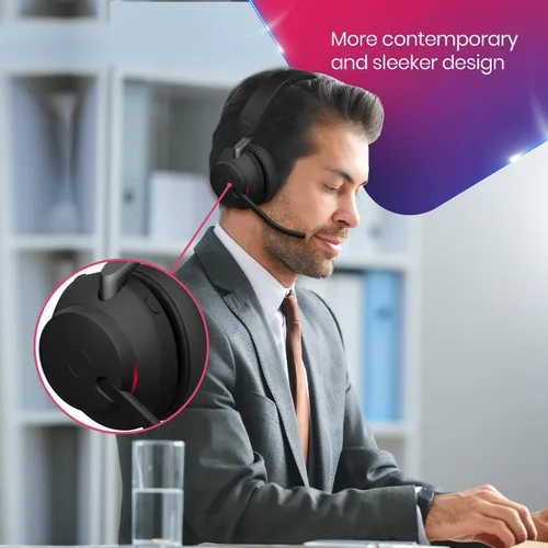 Vista 5 de Jabra Auriculares inalámbricos Evolve2 65 certificados para MS Teams, dongle Bluetooth, compatible con Zoom, Meet, ideal para trabajar desde casa