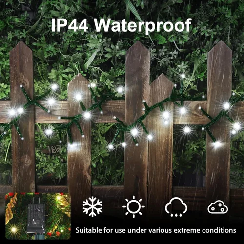 Vista 6 de LAMPHOME 500 Luces LED de Navidad para Exteriores con Destellos en Cadena Extensibles, Decoración Navideña, Luces Enchufables con 8 Funciones