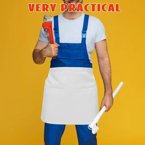 Vista 8 de BESPORTBLE Waterproof Work Apron with Large Pockets Reusable Waist Server Apron for Men and Women for Cooking Teaching and Service Use
