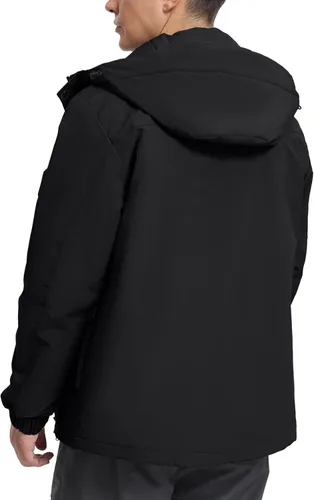 Vista 6 de Chaqueta de esquí para hombre, impermeable, cálido, abrigo de invierno resistente al viento, chaqueta de snowboard aislada con capucha para montaña