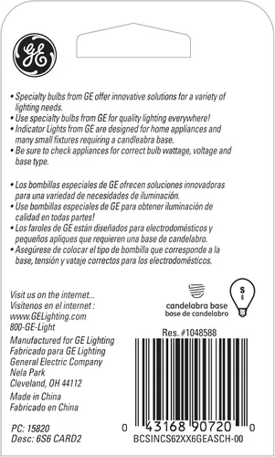 Vista 3 de G, E Iluminación 15820 focos claros 6-watt de pack de 2, 15820, 6watts, 120 volts