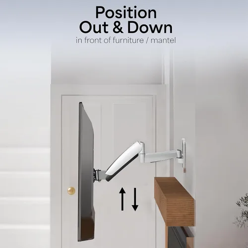 Vista 6 de VIVO Montura de pared para TV contrabalanceada de 26 a 55 pulgadas, brazo articulado neumático de resorte ajustable en altura, Max 400x400mm VESA
