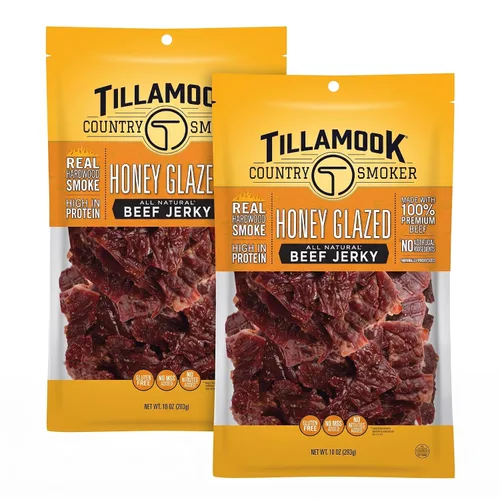 Vista 7 de Tillamook Country Smoker Carne Seca de Res Ahumada con Madera Dura Real, Glaseada con Miel, 10 Onzas
